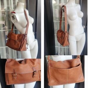 Fossil Cognac Brown Leather Shoulder Crossbody Bag